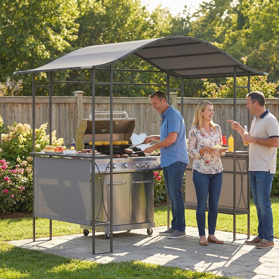 Image 926713_ALTMORE8.jpg, Product 926-713 / Price $299.99, Outsunny 8' x 5' Grill Gazebo Canopy, Outdoor BBQ Shelter, Dark Grey from Outsunny on TSC.ca's Home & Garden department