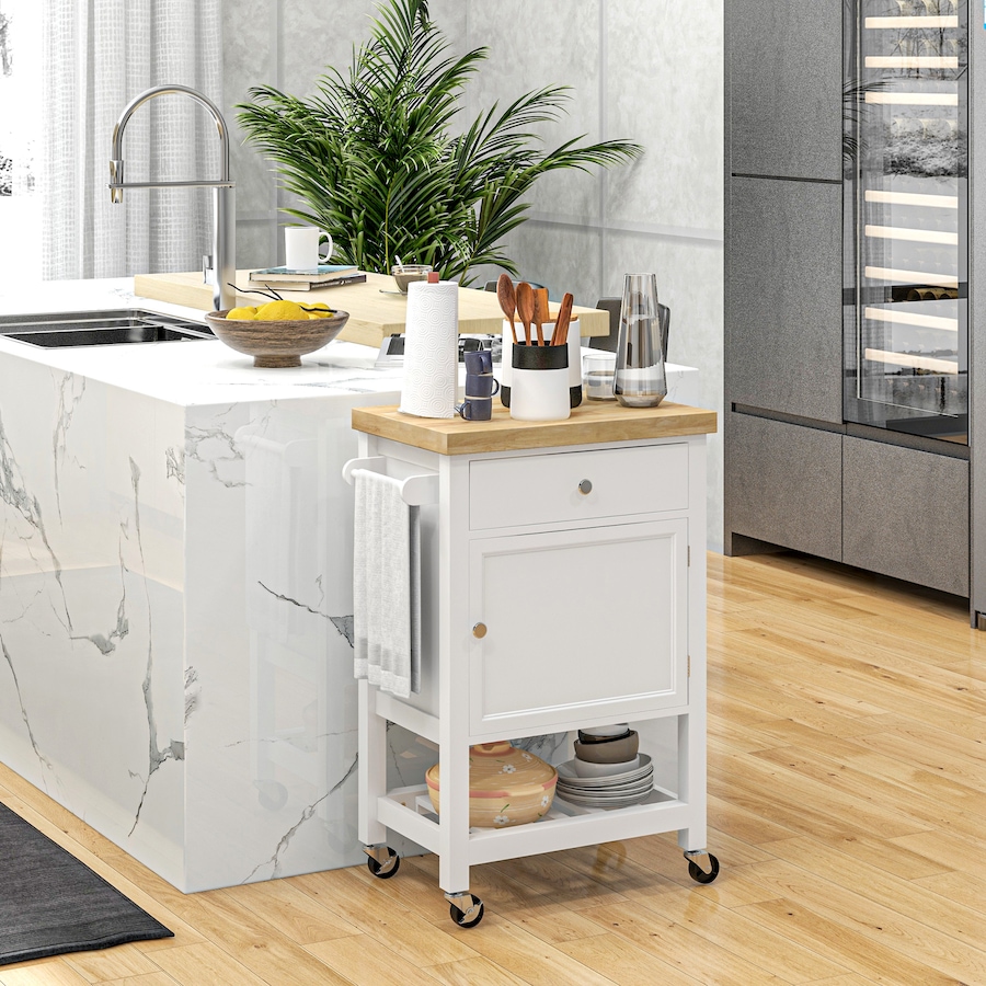 Image 926723_ALTMORE10.jpg, Product 926-723 / Price $124.99 - $135.79, HOMCOM Kitchen Cart on Wheels with Towel Rack, Drawer, Shelf and Cabinet from HOMCOM on TSC.ca's Home & Garden department