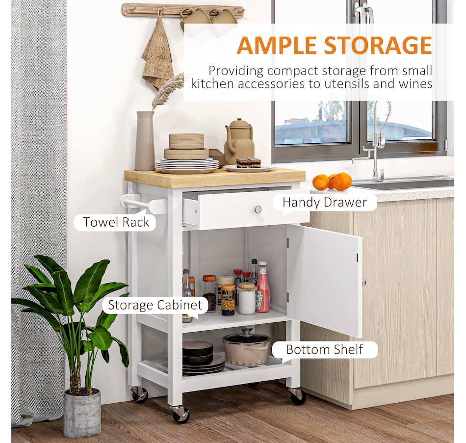 Image 926723_ALTMORE12.jpg, Product 926-723 / Price $139.99, HOMCOM Kitchen Cart on Wheels with Towel Rack, Drawer, Shelf and Cabinet from HOMCOM on TSC.ca's Home & Garden department