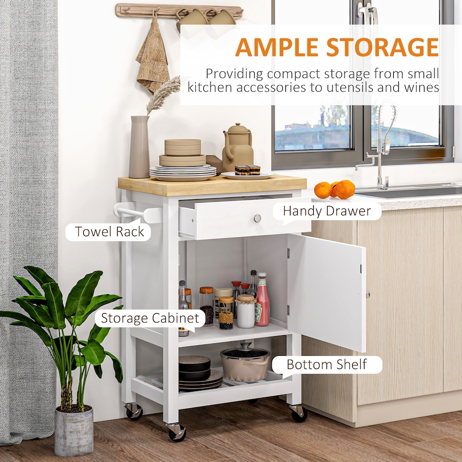 Image 926723_ALTMORE12.jpg, Product 926-723 / Price $124.99 - $135.79, HOMCOM Kitchen Cart on Wheels with Towel Rack, Drawer, Shelf and Cabinet from HOMCOM on TSC.ca's Home & Garden department