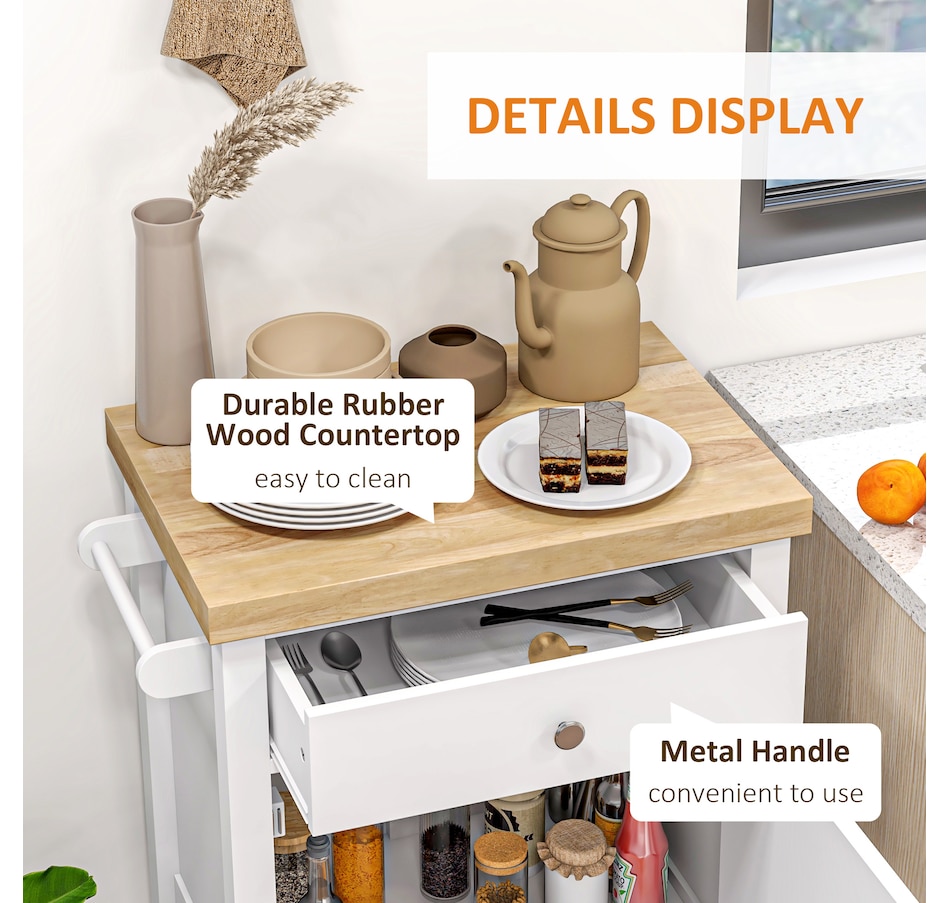 Image 926723_ALTMORE14.jpg, Product 926-723 / Price $139.99, HOMCOM Kitchen Cart on Wheels with Towel Rack, Drawer, Shelf and Cabinet from HOMCOM on TSC.ca's Home & Garden department