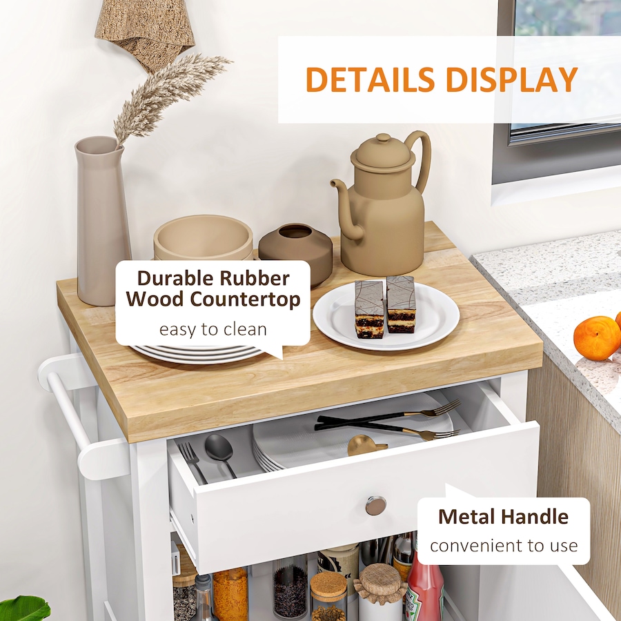 Image 926723_ALTMORE14.jpg, Product 926-723 / Price $124.99 - $135.79, HOMCOM Kitchen Cart on Wheels with Towel Rack, Drawer, Shelf and Cabinet from HOMCOM on TSC.ca's Home & Garden department