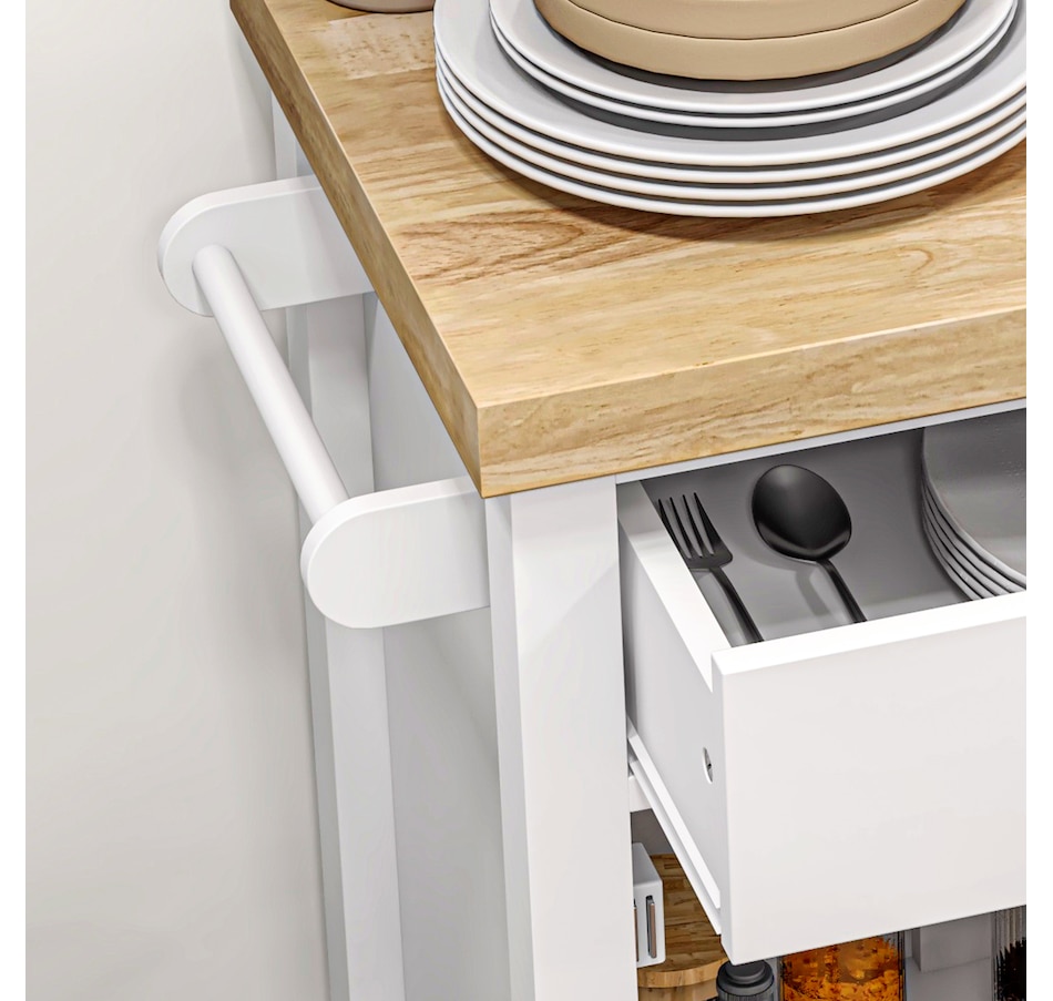 Image 926723_ALTMORE17.jpg, Product 926-723 / Price $139.99, HOMCOM Kitchen Cart on Wheels with Towel Rack, Drawer, Shelf and Cabinet from HOMCOM on TSC.ca's Home & Garden department