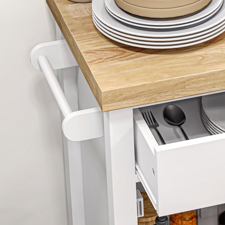 Image 926723_ALTMORE17.jpg, Product 926-723 / Price $124.99 - $135.79, HOMCOM Kitchen Cart on Wheels with Towel Rack, Drawer, Shelf and Cabinet from HOMCOM on TSC.ca's Home & Garden department