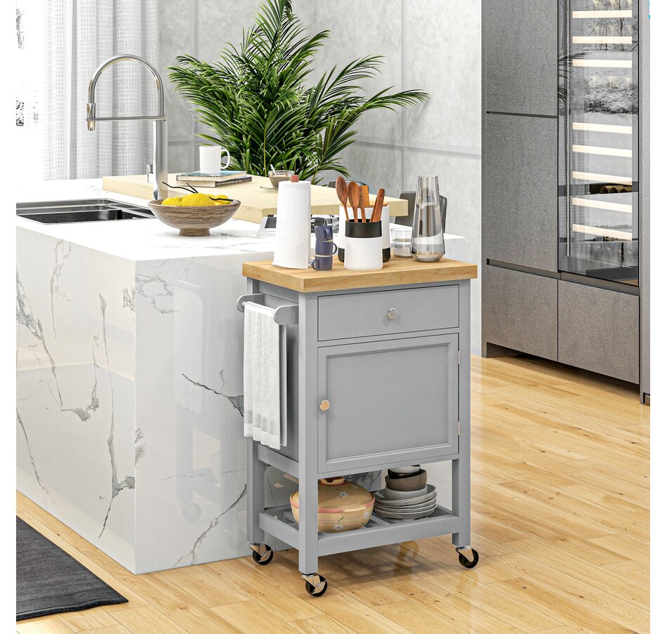Image 926723_ALTMORE18.jpg, Product 926-723 / Price $139.99, HOMCOM Kitchen Cart on Wheels with Towel Rack, Drawer, Shelf and Cabinet from HOMCOM on TSC.ca's Home & Garden department