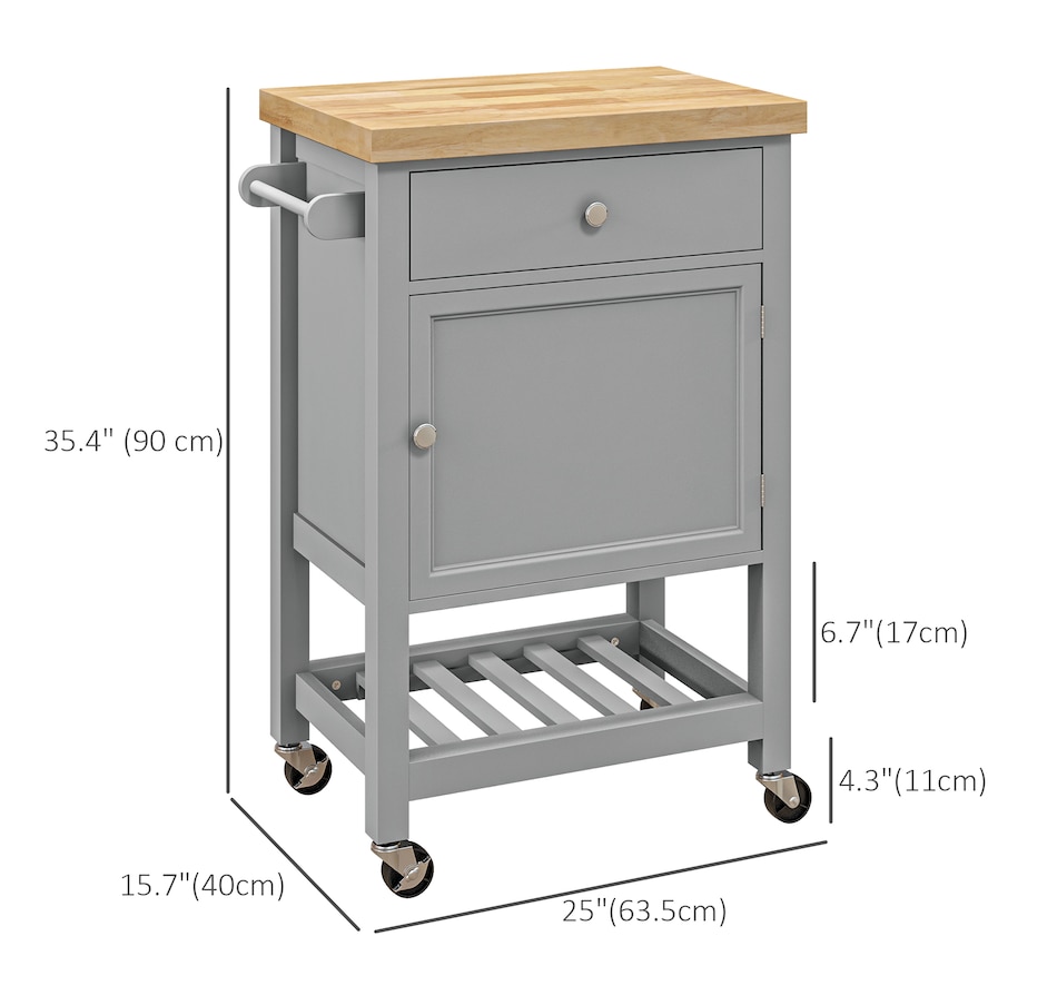 Image 926723_ALTMORE19.jpg, Product 926-723 / Price $139.99, HOMCOM Kitchen Cart on Wheels with Towel Rack, Drawer, Shelf and Cabinet from HOMCOM on TSC.ca's Home & Garden department