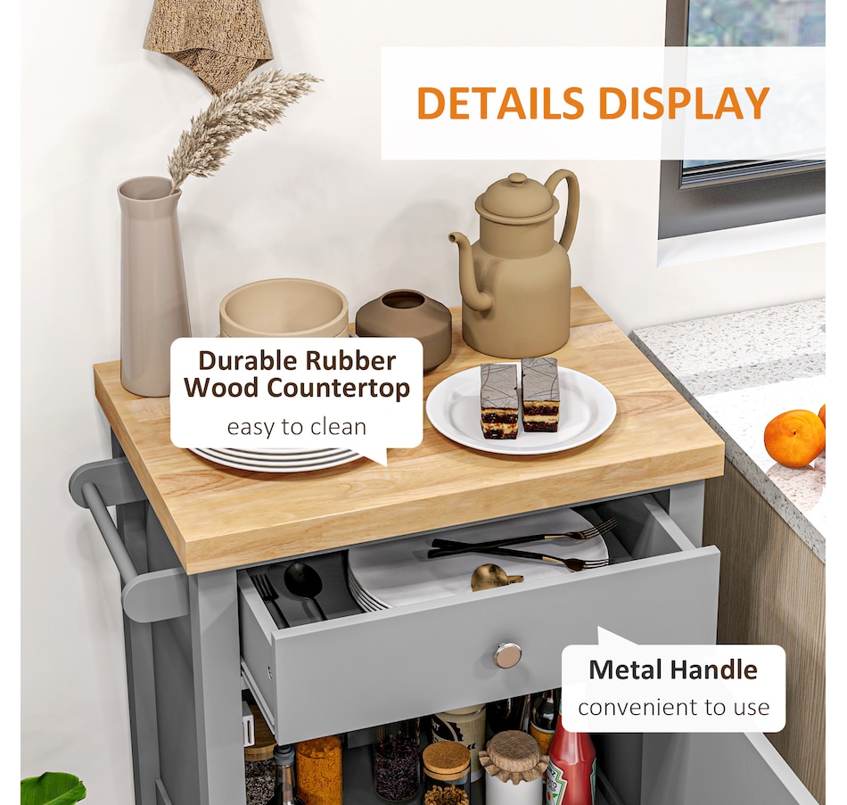 Image 926723_ALTMORE22.jpg, Product 926-723 / Price $139.99, HOMCOM Kitchen Cart on Wheels with Towel Rack, Drawer, Shelf and Cabinet from HOMCOM on TSC.ca's Home & Garden department