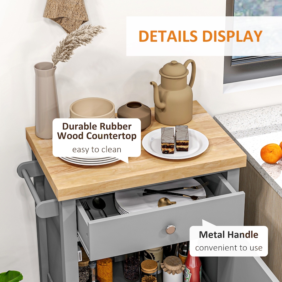 Image 926723_ALTMORE22.jpg, Product 926-723 / Price $124.99 - $135.79, HOMCOM Kitchen Cart on Wheels with Towel Rack, Drawer, Shelf and Cabinet from HOMCOM on TSC.ca's Home & Garden department