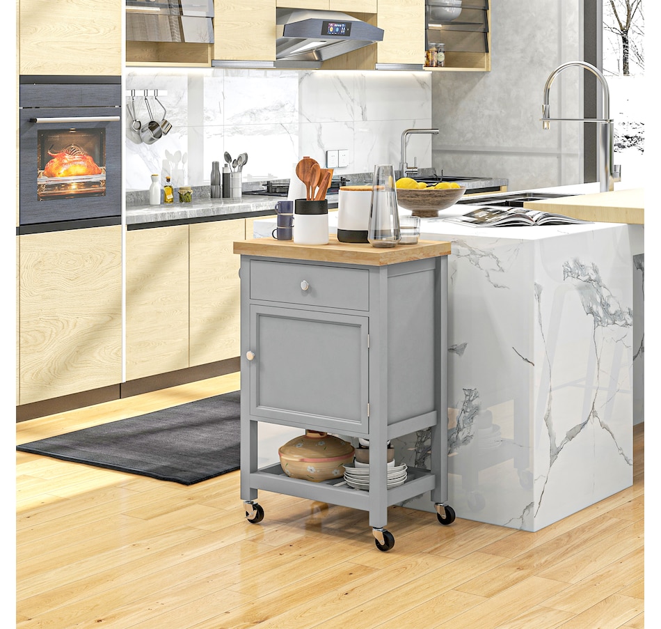 Image 926723_ALTMORE23.jpg, Product 926-723 / Price $139.99, HOMCOM Kitchen Cart on Wheels with Towel Rack, Drawer, Shelf and Cabinet from HOMCOM on TSC.ca's Home & Garden department