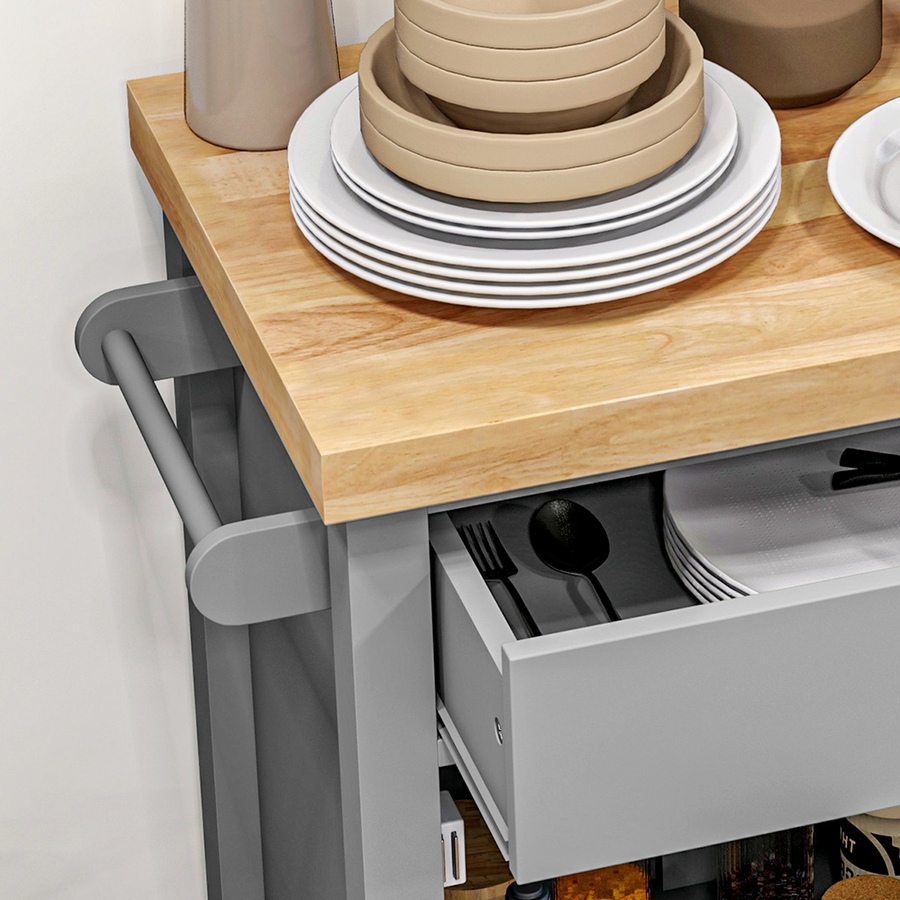 Image 926723_ALTMORE24.jpg, Product 926-723 / Price $124.99 - $135.79, HOMCOM Kitchen Cart on Wheels with Towel Rack, Drawer, Shelf and Cabinet from HOMCOM on TSC.ca's Home & Garden department