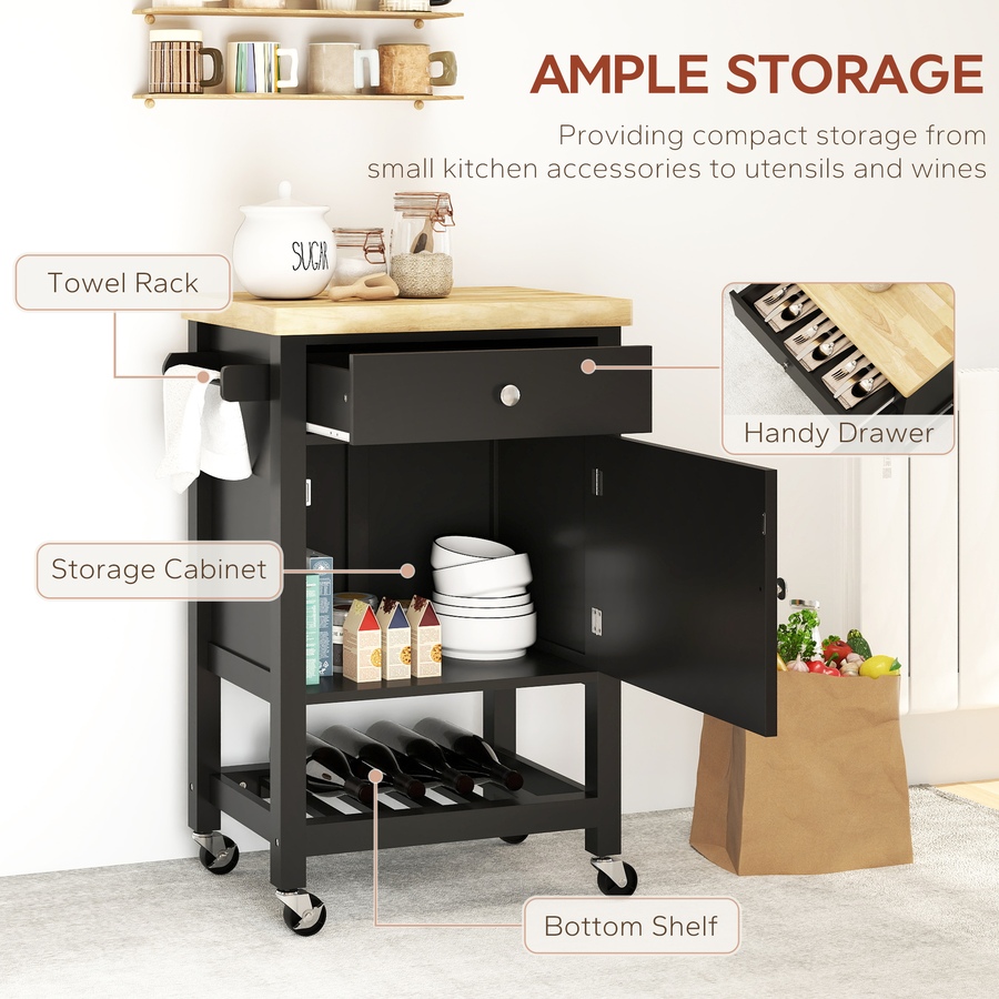 Image 926723_ALTMORE28.jpg, Product 926-723 / Price $124.99 - $135.79, HOMCOM Kitchen Cart on Wheels with Towel Rack, Drawer, Shelf and Cabinet from HOMCOM on TSC.ca's Home & Garden department