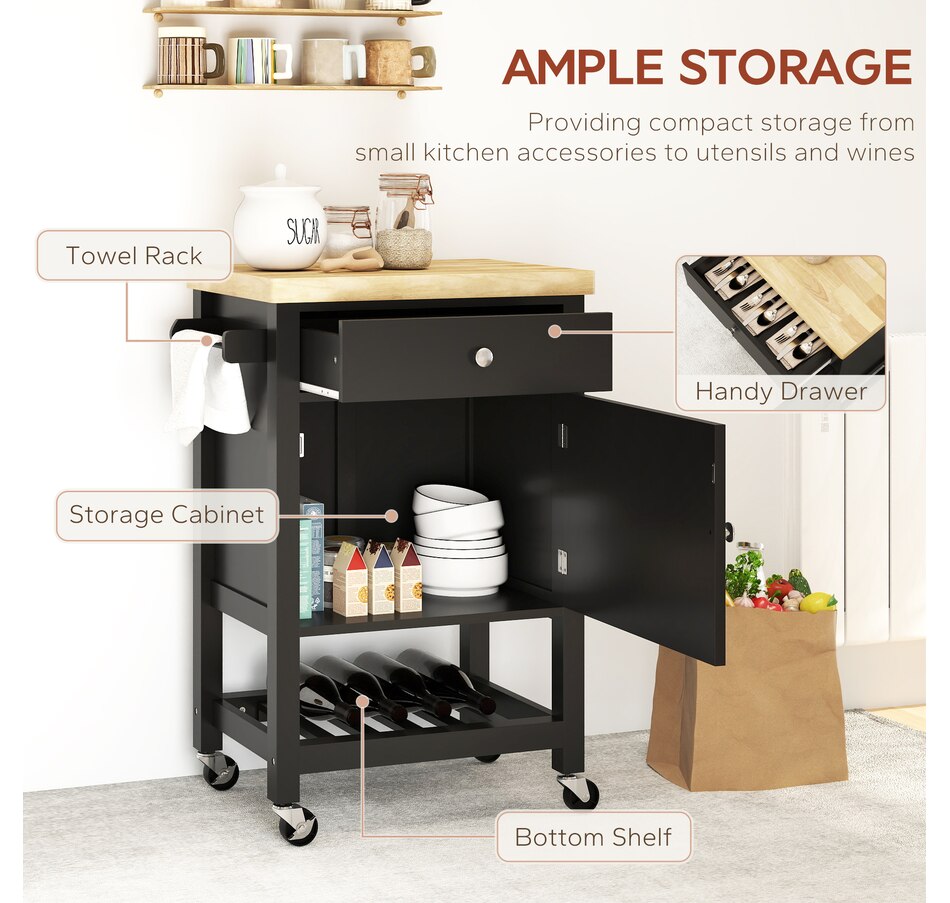 Image 926723_ALTMORE3.jpg, Product 926-723 / Price $139.99, HOMCOM Kitchen Cart on Wheels with Towel Rack, Drawer, Shelf and Cabinet from HOMCOM on TSC.ca's Home & Garden department