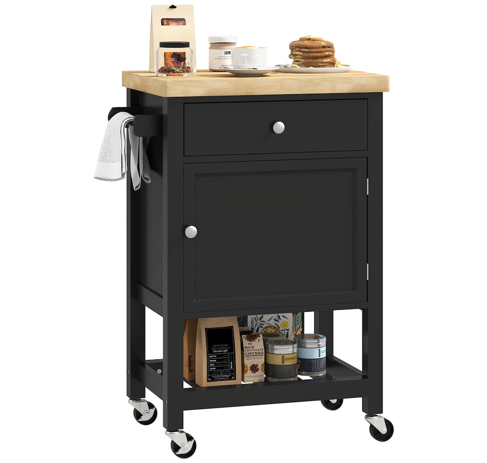 Image 926723_ST01.jpg, Product 926-723 / Price $139.99, HOMCOM Kitchen Cart on Wheels with Towel Rack, Drawer, Shelf and Cabinet from HOMCOM on TSC.ca's Home & Garden department