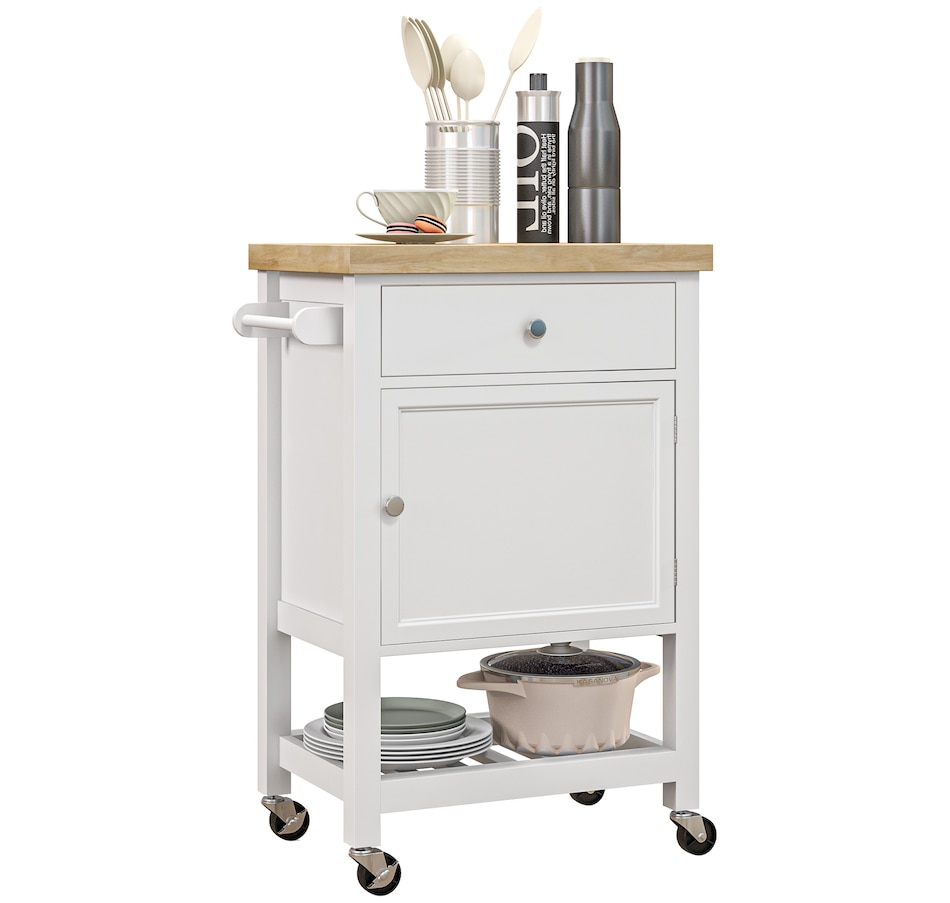 Image 926723_ST02.jpg, Product 926-723 / Price $139.99, HOMCOM Kitchen Cart on Wheels with Towel Rack, Drawer, Shelf and Cabinet from HOMCOM on TSC.ca's Home & Garden department