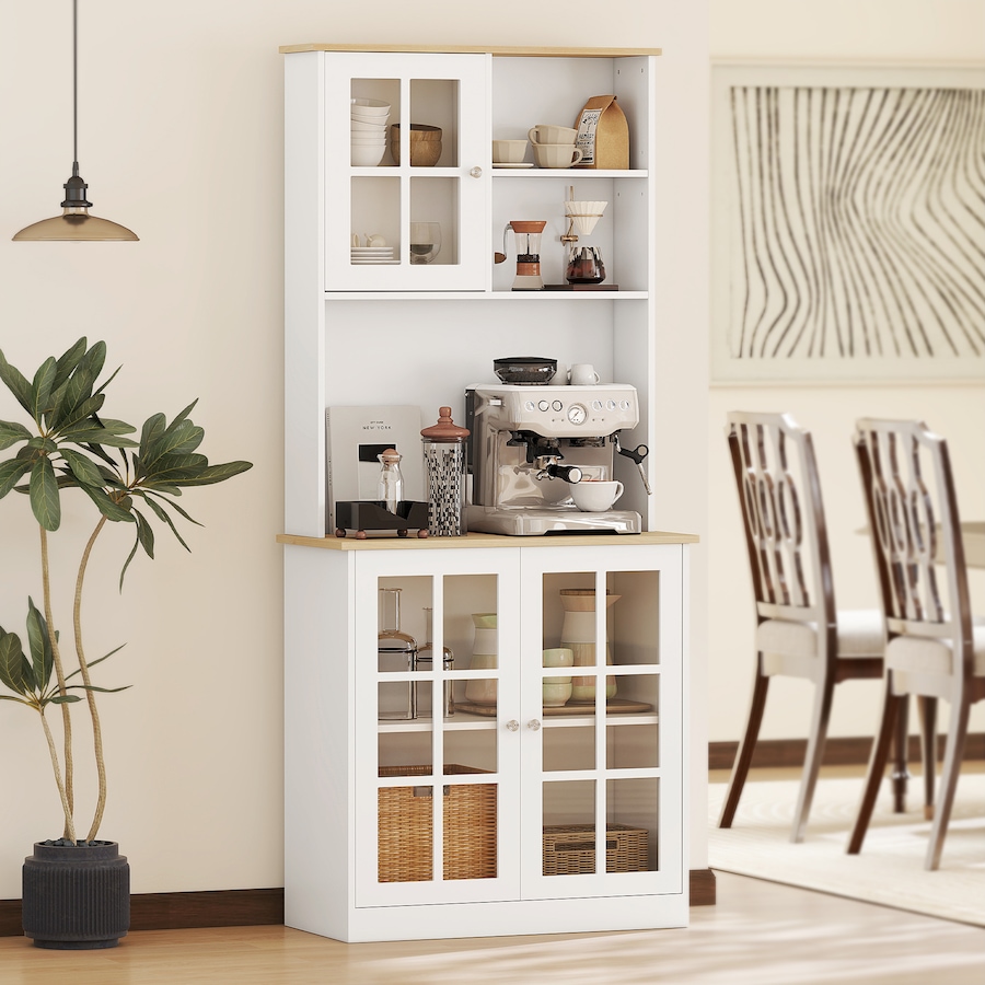 Image 926726_ALTMORE1.jpg, Product 926-726 / Price $239.99 - $244.99, HOMCOM Kitchen Pantry with 3 Storage Cabinets, 2 Open Shelves, Countertop from HOMCOM on TSC.ca's Home & Garden department
