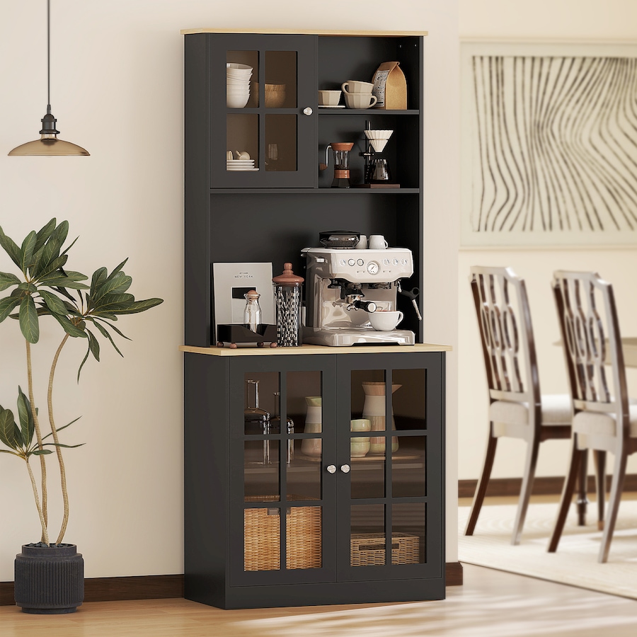 Image 926726_ALTMORE10.jpg, Product 926-726 / Price $239.99 - $244.99, HOMCOM Kitchen Pantry with 3 Storage Cabinets, 2 Open Shelves, Countertop from HOMCOM on TSC.ca's Home & Garden department