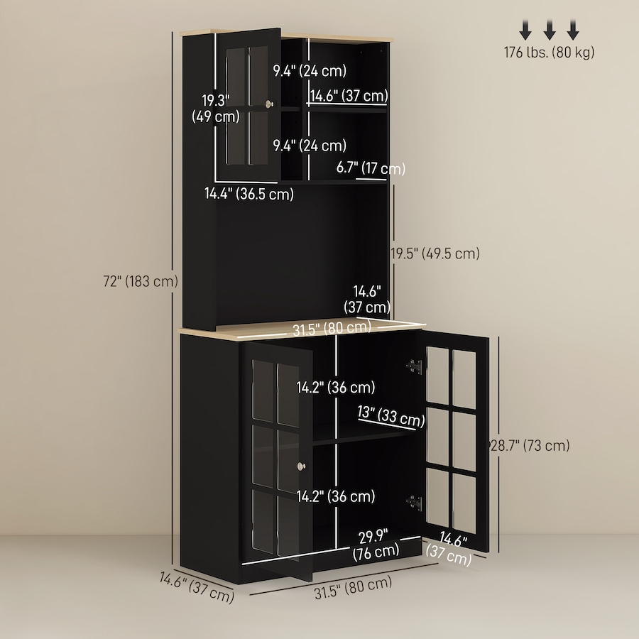 Image 926726_ALTMORE11.jpg, Product 926-726 / Price $239.99 - $244.99, HOMCOM Kitchen Pantry with 3 Storage Cabinets, 2 Open Shelves, Countertop from HOMCOM on TSC.ca's Home & Garden department