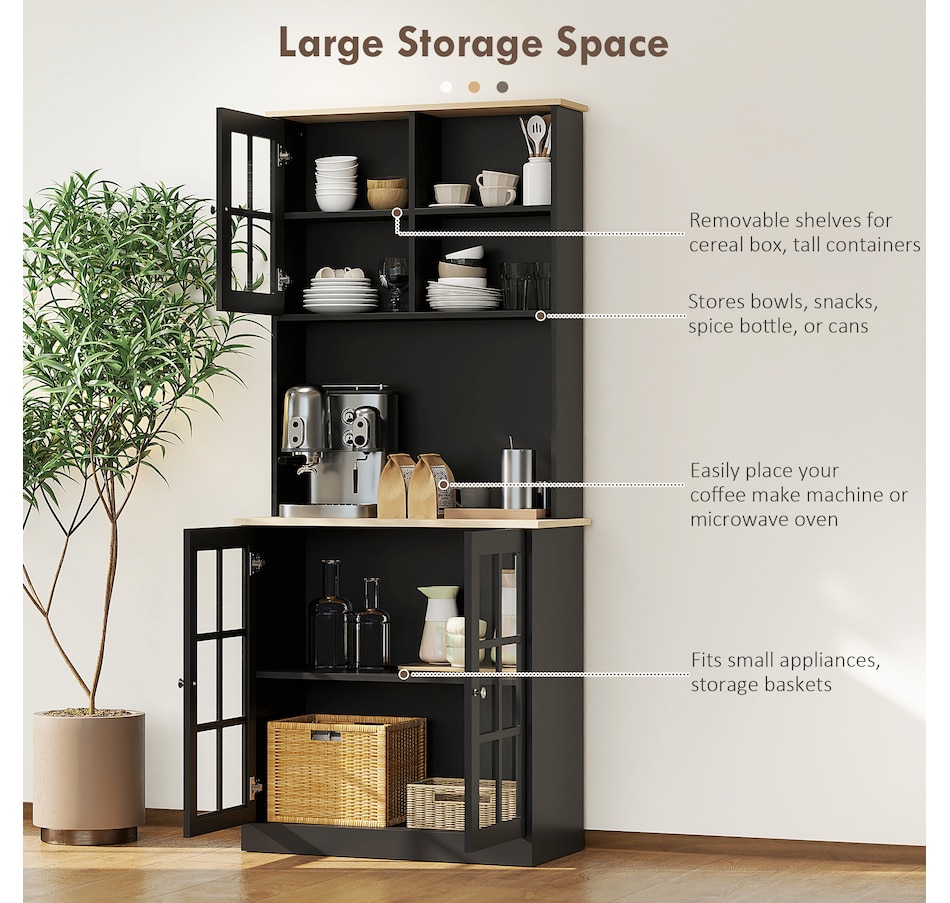 Image 926726_ALTMORE12.jpg, Product 926-726 / Price $244.99 - $274.99, HOMCOM Kitchen Pantry with 3 Storage Cabinets, 2 Open Shelves, Countertop from HOMCOM on TSC.ca's Home & Garden department