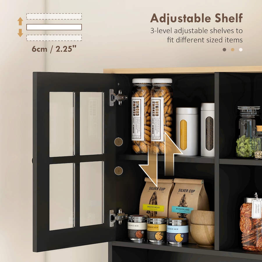 Image 926726_ALTMORE14.jpg, Product 926-726 / Price $239.99 - $244.99, HOMCOM Kitchen Pantry with 3 Storage Cabinets, 2 Open Shelves, Countertop from HOMCOM on TSC.ca's Home & Garden department