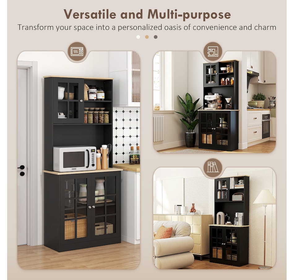 Image 926726_ALTMORE15.jpg, Product 926-726 / Price $244.99 - $274.99, HOMCOM Kitchen Pantry with 3 Storage Cabinets, 2 Open Shelves, Countertop from HOMCOM on TSC.ca's Home & Garden department