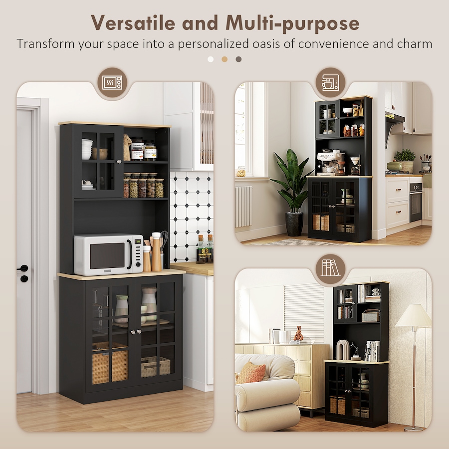 Image 926726_ALTMORE15.jpg, Product 926-726 / Price $239.99 - $244.99, HOMCOM Kitchen Pantry with 3 Storage Cabinets, 2 Open Shelves, Countertop from HOMCOM on TSC.ca's Home & Garden department