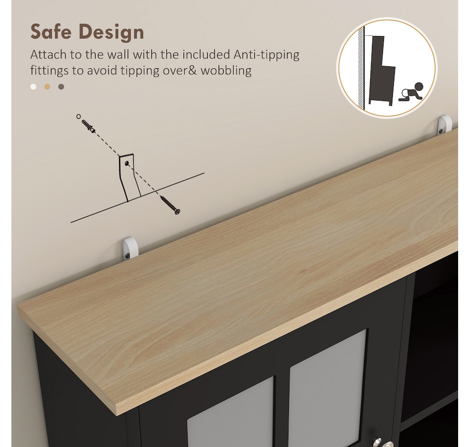 Image 926726_ALTMORE16.jpg, Product 926-726 / Price $244.99 - $274.99, HOMCOM Kitchen Pantry with 3 Storage Cabinets, 2 Open Shelves, Countertop from HOMCOM on TSC.ca's Home & Garden department