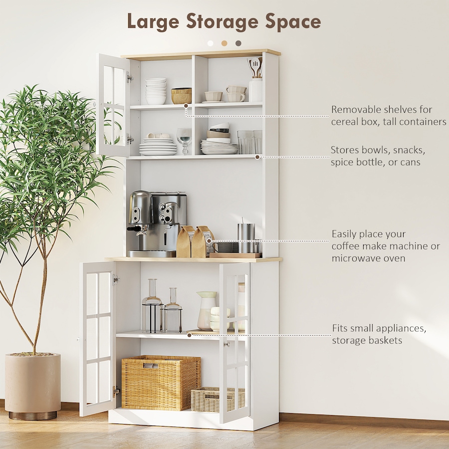 Image 926726_ALTMORE3.jpg, Product 926-726 / Price $239.99 - $244.99, HOMCOM Kitchen Pantry with 3 Storage Cabinets, 2 Open Shelves, Countertop from HOMCOM on TSC.ca's Home & Garden department