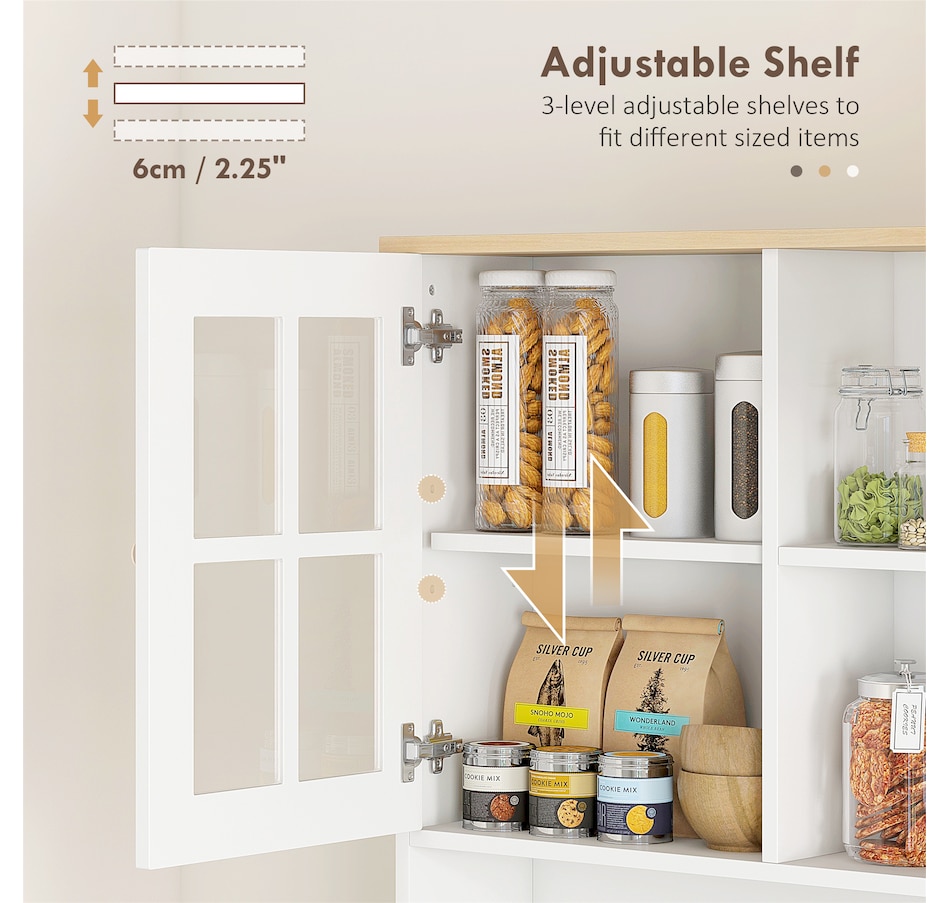 Image 926726_ALTMORE5.jpg, Product 926-726 / Price $244.99 - $274.99, HOMCOM Kitchen Pantry with 3 Storage Cabinets, 2 Open Shelves, Countertop from HOMCOM on TSC.ca's Home & Garden department