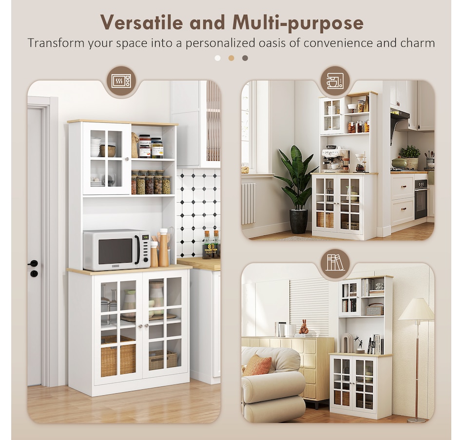 Image 926726_ALTMORE6.jpg, Product 926-726 / Price $244.99 - $274.99, HOMCOM Kitchen Pantry with 3 Storage Cabinets, 2 Open Shelves, Countertop from HOMCOM on TSC.ca's Home & Garden department