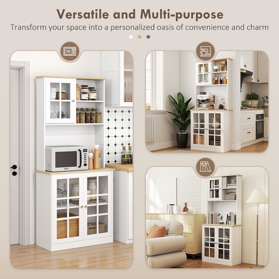 Image 926726_ALTMORE6.jpg, Product 926-726 / Price $239.99 - $244.99, HOMCOM Kitchen Pantry with 3 Storage Cabinets, 2 Open Shelves, Countertop from HOMCOM on TSC.ca's Home & Garden department