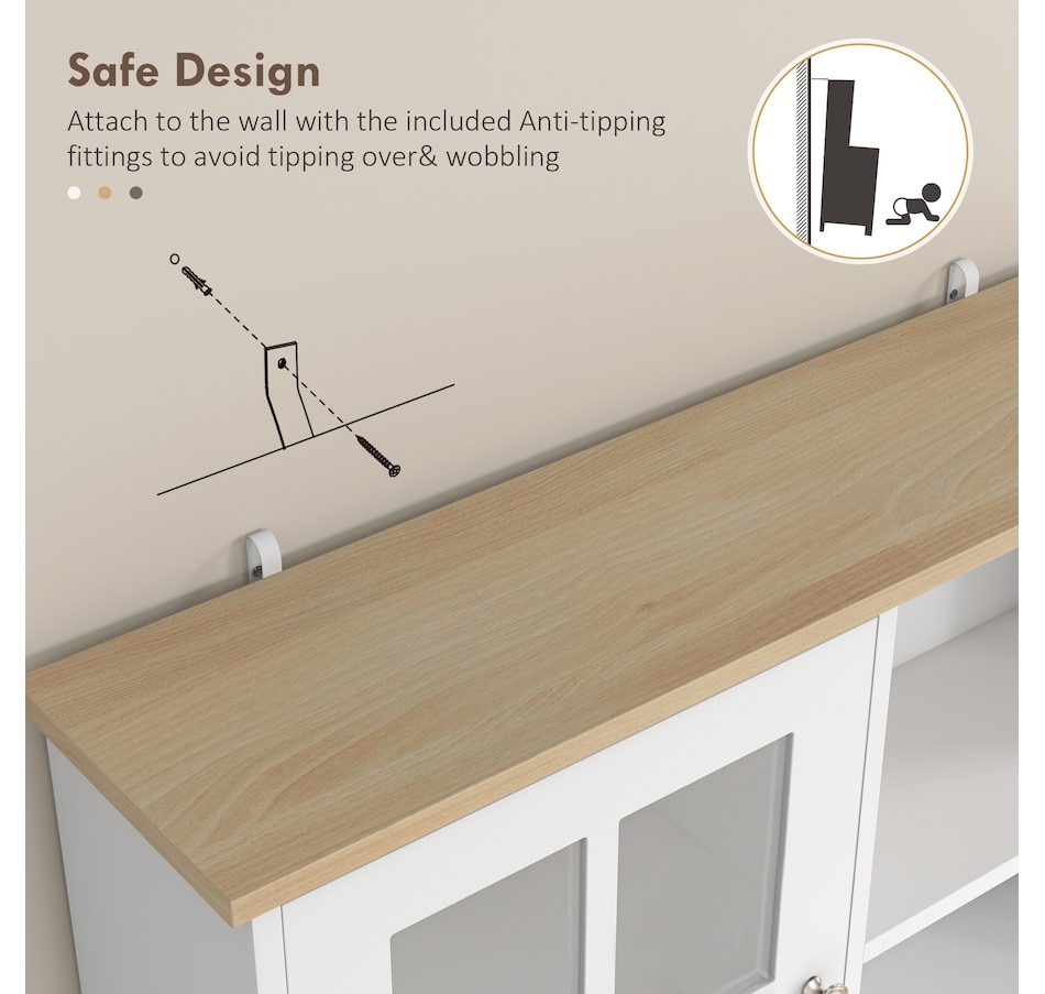 Image 926726_ALTMORE7.jpg, Product 926-726 / Price $244.99 - $274.99, HOMCOM Kitchen Pantry with 3 Storage Cabinets, 2 Open Shelves, Countertop from HOMCOM on TSC.ca's Home & Garden department