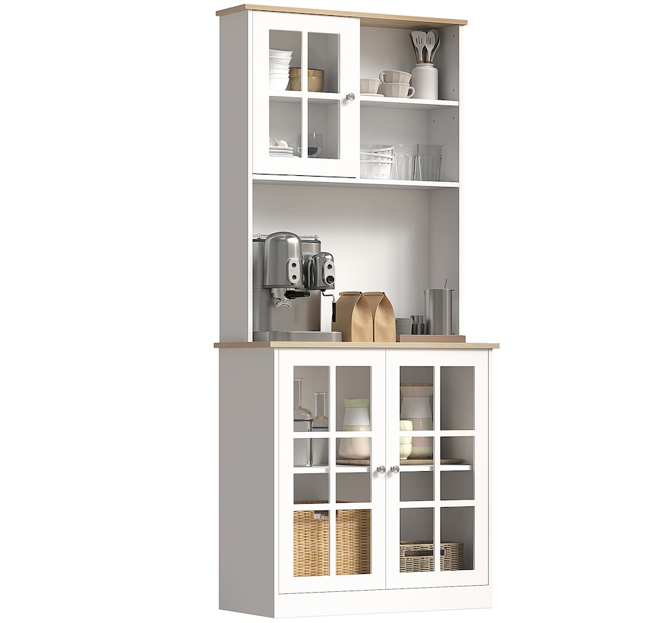 Image 926726_ST01.jpg, Product 926-726 / Price $244.99 - $274.99, HOMCOM Kitchen Pantry with 3 Storage Cabinets, 2 Open Shelves, Countertop from HOMCOM on TSC.ca's Home & Garden department