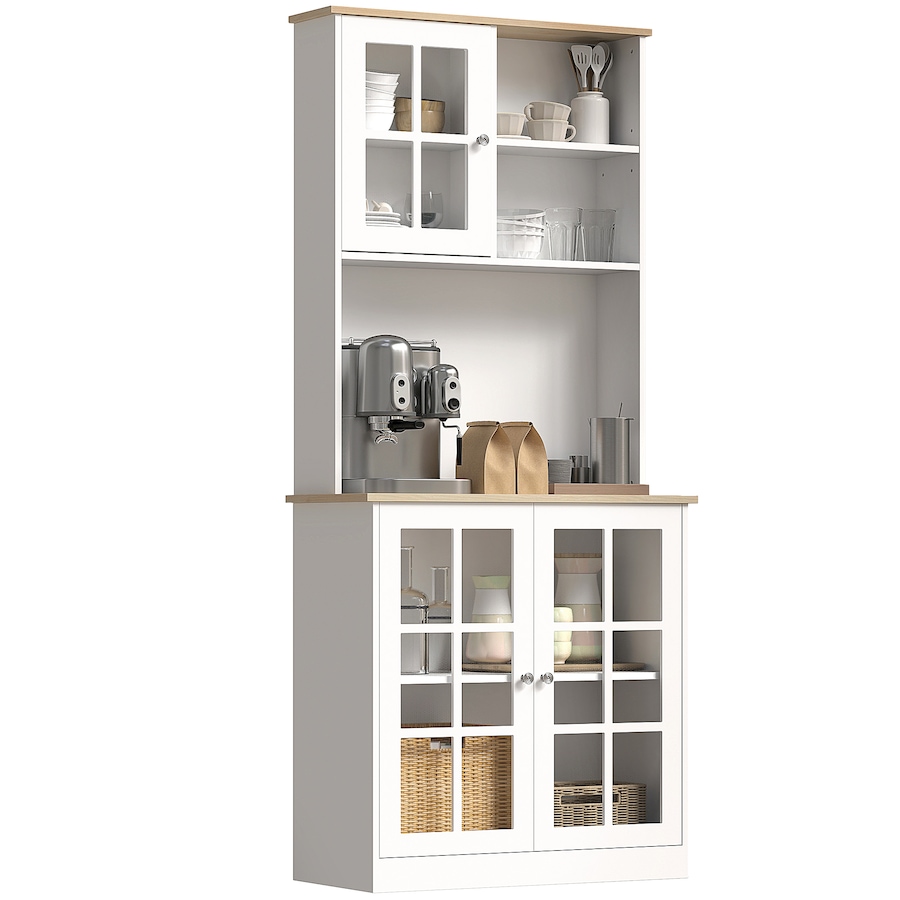 Image 926726_ST01.jpg, Product 926-726 / Price $239.99 - $244.99, HOMCOM Kitchen Pantry with 3 Storage Cabinets, 2 Open Shelves, Countertop from HOMCOM on TSC.ca's Home & Garden department