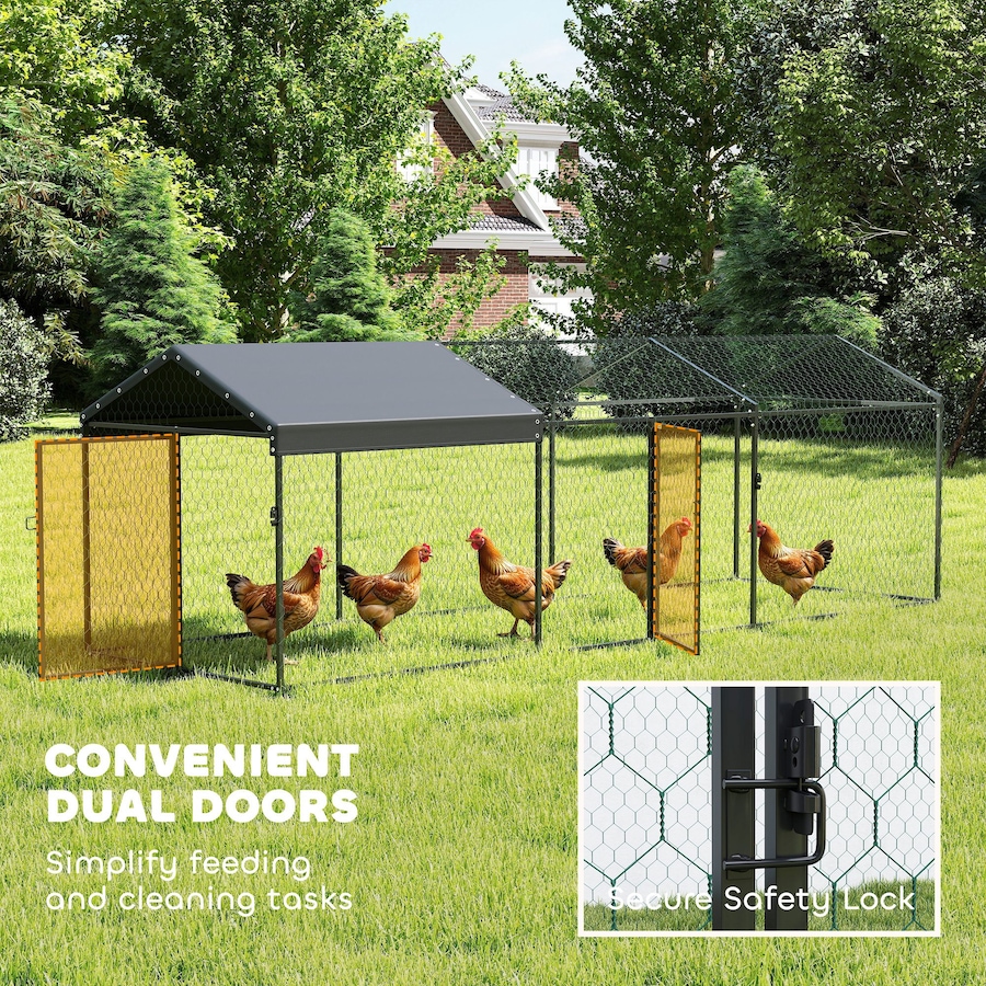 Image 926742_ALTMORE6.jpg, Product 926-742 / Price $146.99, PawHut Metal Chicken Coop, Chicken Run with Waterproof & Anti-UV Cover from PawHut on TSC.ca's Home & Garden department
