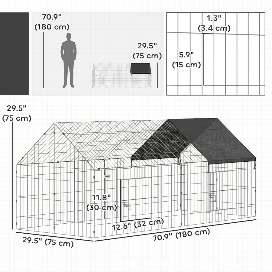 Image 926743_ALTMORE2.jpg, Product 926-743 / Price $82.99, PawHut Metal Chicken Coop Small Animal Cage 71" x 29.5" x 29.5" Black from PawHut on TSC.ca's Home & Garden department