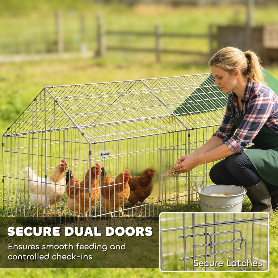Image 926744_ALTMORE4.jpg, Product 926-744 / Price $97.99, PawHut Metal Chicken Coop Small Animal Cage 106" x 29.5" x 29.5" Green from PawHut on TSC.ca's Home & Garden department