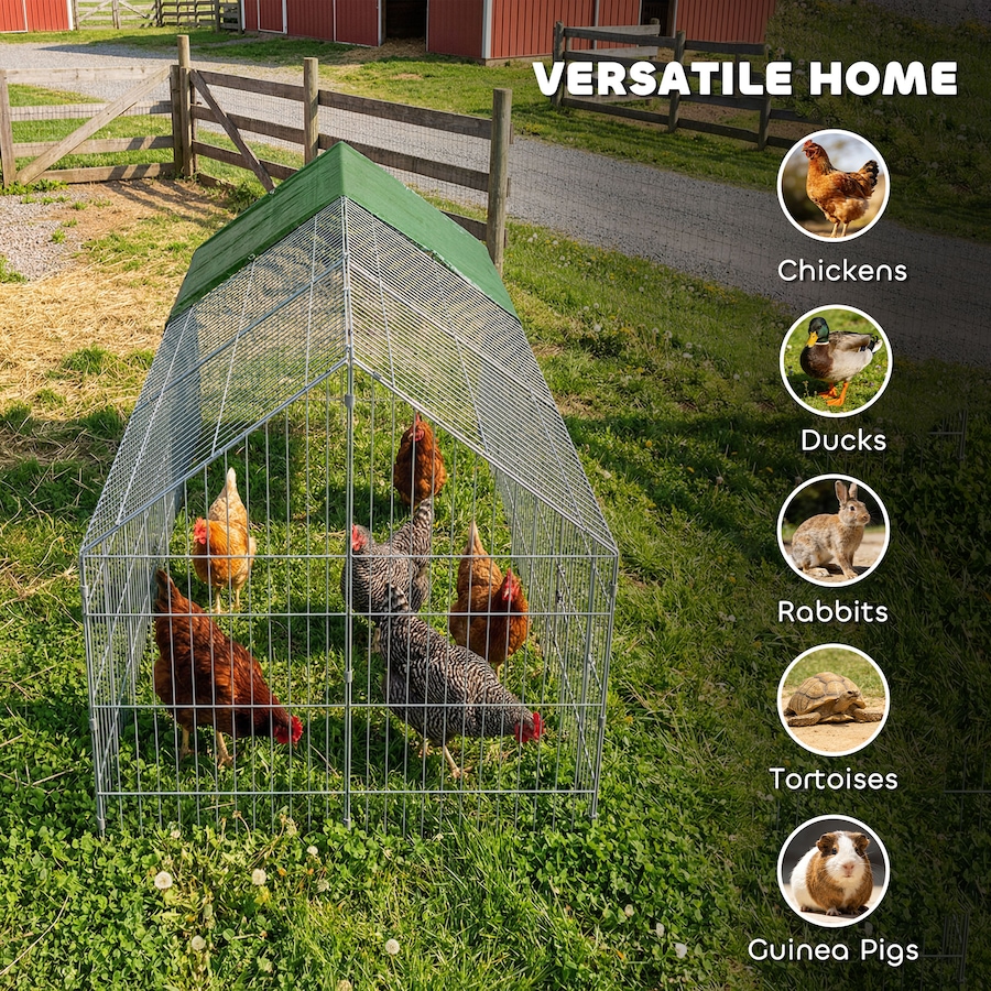 Image 926744_ALTMORE7.jpg, Product 926-744 / Price $97.99, PawHut Metal Chicken Coop Small Animal Cage 106" x 29.5" x 29.5" Green from PawHut on TSC.ca's Home & Garden department