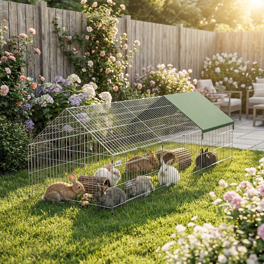Image 926744_ALTMORE8.jpg, Product 926-744 / Price $97.99, PawHut Metal Chicken Coop Small Animal Cage 106" x 29.5" x 29.5" Green from PawHut on TSC.ca's Home & Garden department