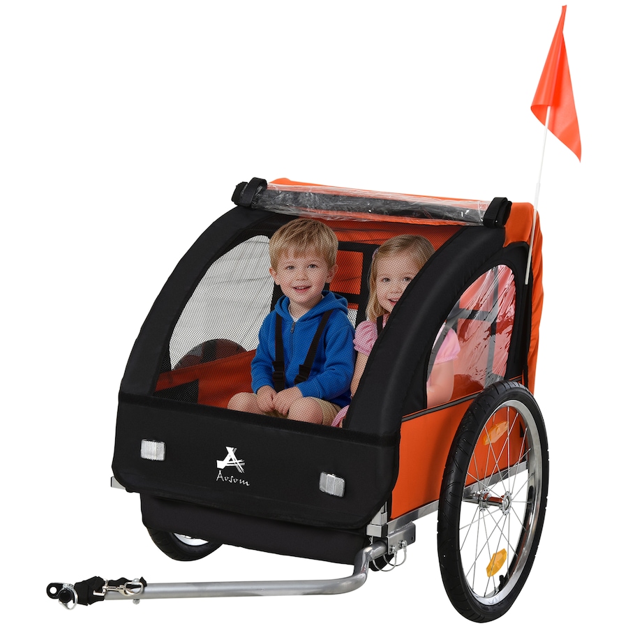 Image 926751.jpg, Product 926-751 / Price $199.99, Aosom 2-Seat Kids Child Bicycle Trailer, Orange from Aosom on TSC.ca's Toys & Hobbies department