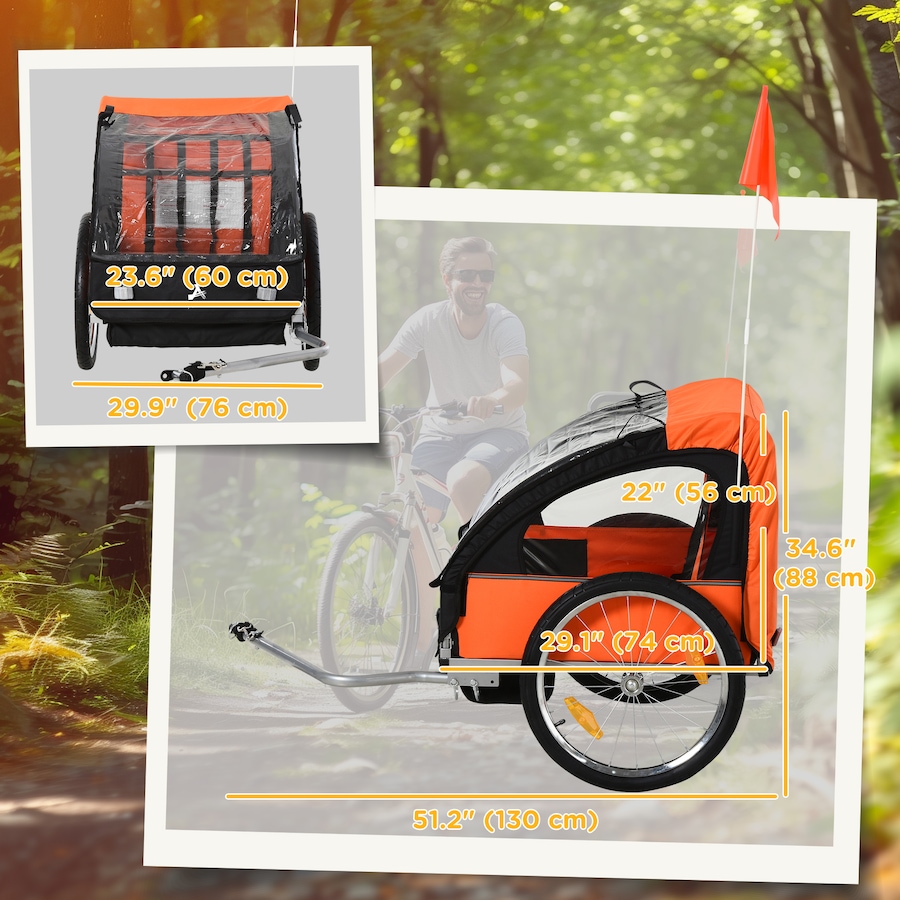 Image 926751_ALTMORE1.jpg, Product 926-751 / Price $199.99, Aosom 2-Seat Kids Child Bicycle Trailer, Orange from Aosom on TSC.ca's Toys & Hobbies department