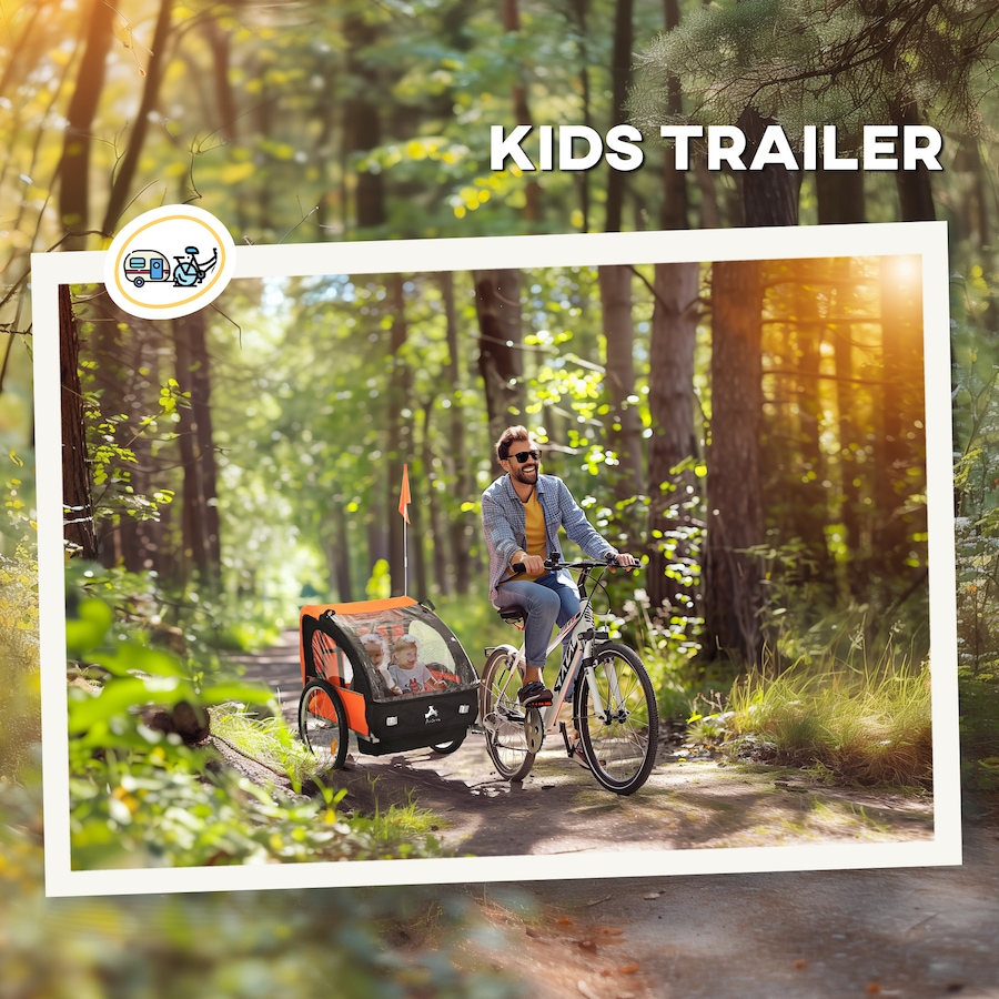 Image 926751_ALTMORE2.jpg, Product 926-751 / Price $199.99, Aosom 2-Seat Kids Child Bicycle Trailer, Orange from Aosom on TSC.ca's Toys & Hobbies department
