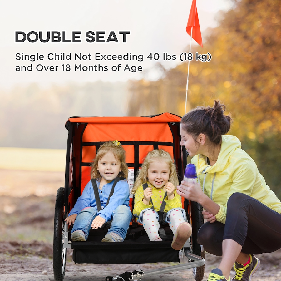 Image 926751_ALTMORE3.jpg, Product 926-751 / Price $199.99, Aosom 2-Seat Kids Child Bicycle Trailer, Orange from Aosom on TSC.ca's Toys & Hobbies department