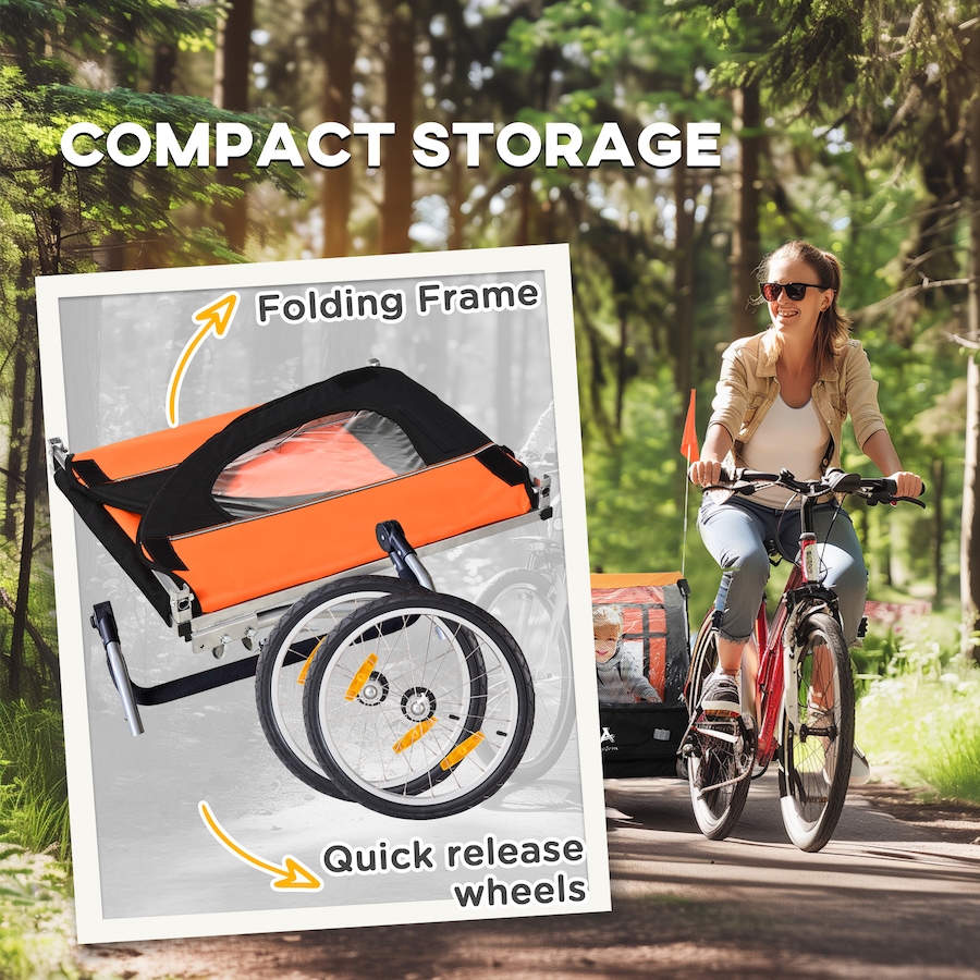 Image 926751_ALTMORE4.jpg, Product 926-751 / Price $199.99, Aosom 2-Seat Kids Child Bicycle Trailer, Orange from Aosom on TSC.ca's Toys & Hobbies department