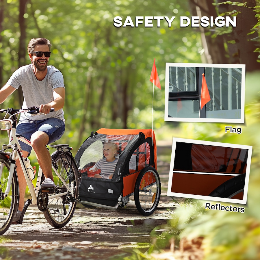 Image 926751_ALTMORE6.jpg, Product 926-751 / Price $199.99, Aosom 2-Seat Kids Child Bicycle Trailer, Orange from Aosom on TSC.ca's Toys & Hobbies department