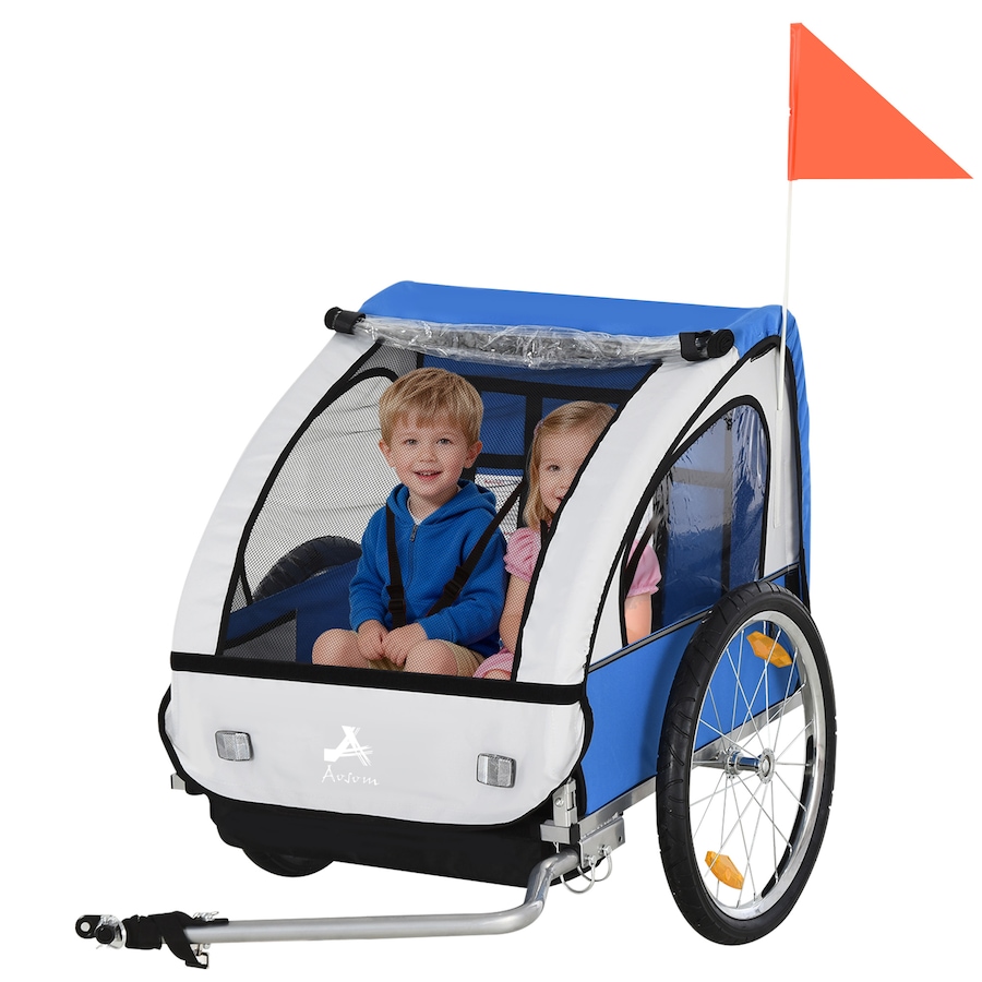Image 926752.jpg, Product 926-752 / Price $169.99, Aosom 2-Seat Kids Child Bicycle Trailer, Blue from Aosom on TSC.ca's Toys & Hobbies department