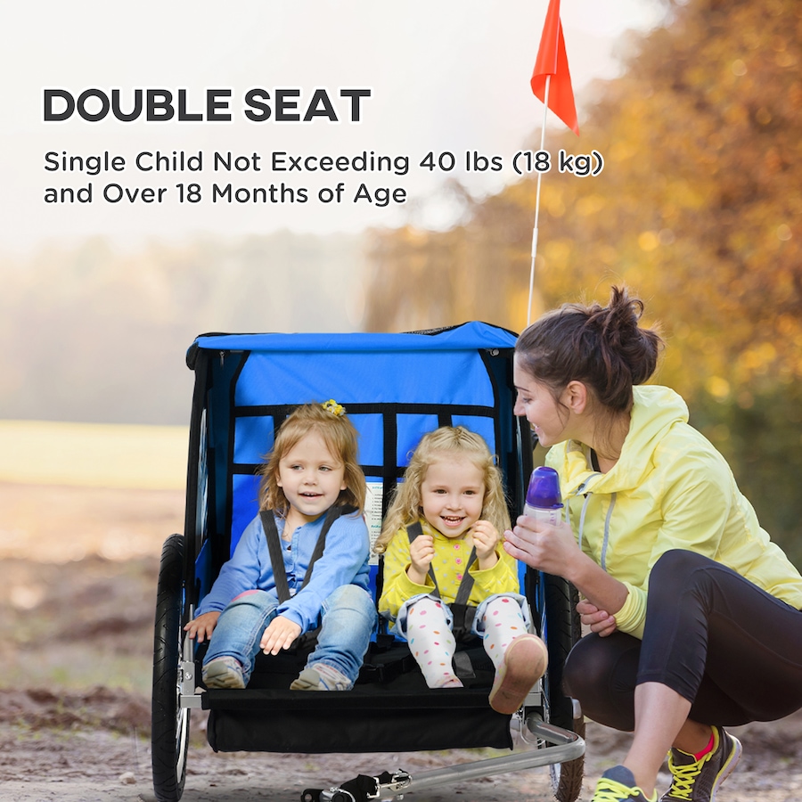 Image 926752_ALTMORE2.jpg, Product 926-752 / Price $169.99, Aosom 2-Seat Kids Child Bicycle Trailer, Blue from Aosom on TSC.ca's Toys & Hobbies department