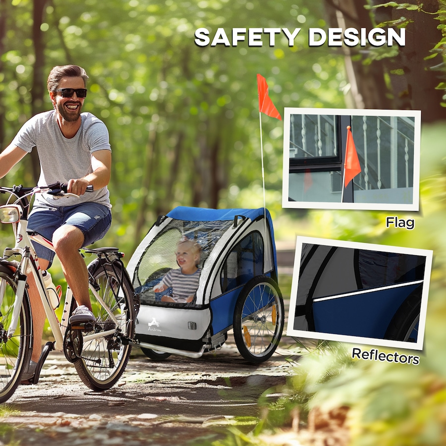 Image 926752_ALTMORE5.jpg, Product 926-752 / Price $169.99, Aosom 2-Seat Kids Child Bicycle Trailer, Blue from Aosom on TSC.ca's Toys & Hobbies department