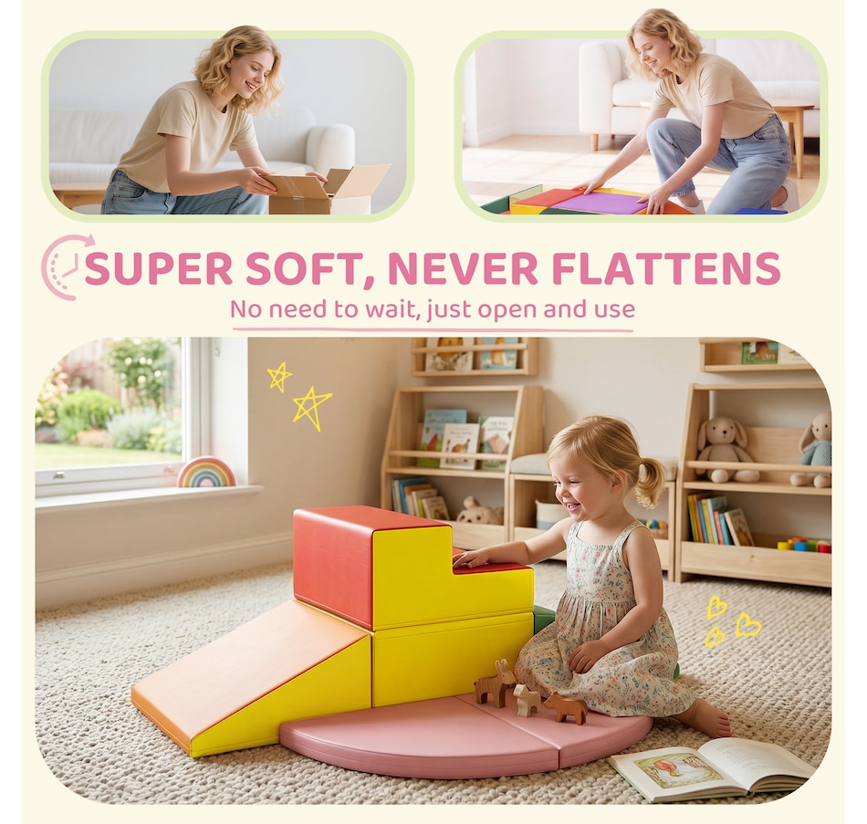 Image 926786_ALTMORE4.jpg, Product 926-786 / Price $139.99, Qaba Kids Soft Play Set, 6-Piece Foam Blocks Set for Toddler to Climb, Crawl from Qaba on TSC.ca's Home & Garden department