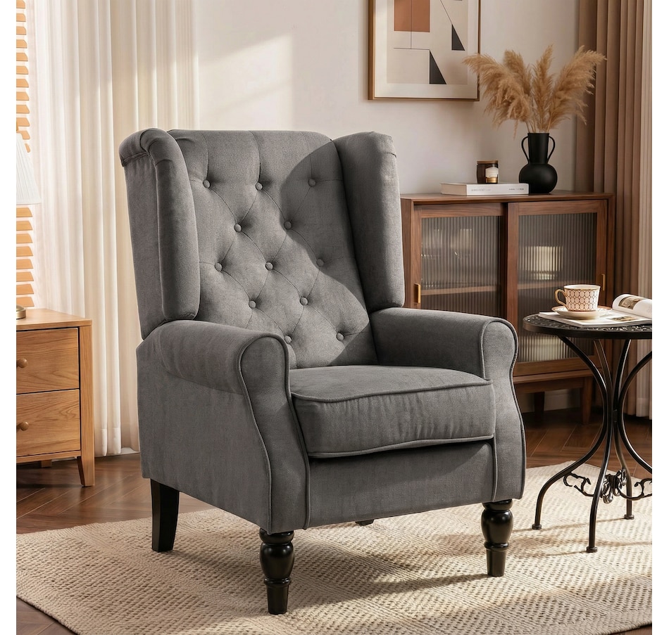 Image 926789_ALTMORE1.jpg, Product 926-789 / Price $254.99 - $299.99, HOMCOM Button-Tufted Accent Chair with High Wingback, Rounded Cushioned Armrests from HOMCOM on TSC.ca's Home & Garden department
