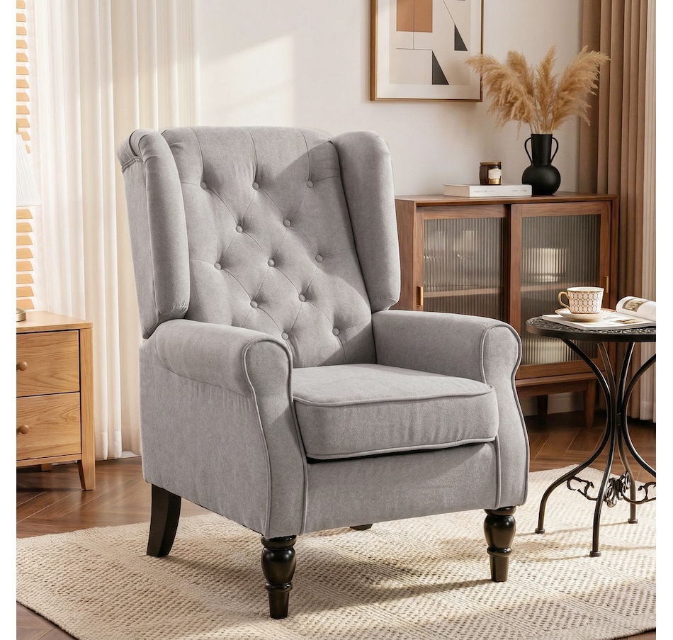 Image 926789_ALTMORE10.jpg, Product 926-789 / Price $254.99 - $299.99, HOMCOM Button-Tufted Accent Chair with High Wingback, Rounded Cushioned Armrests from HOMCOM on TSC.ca's Home & Garden department